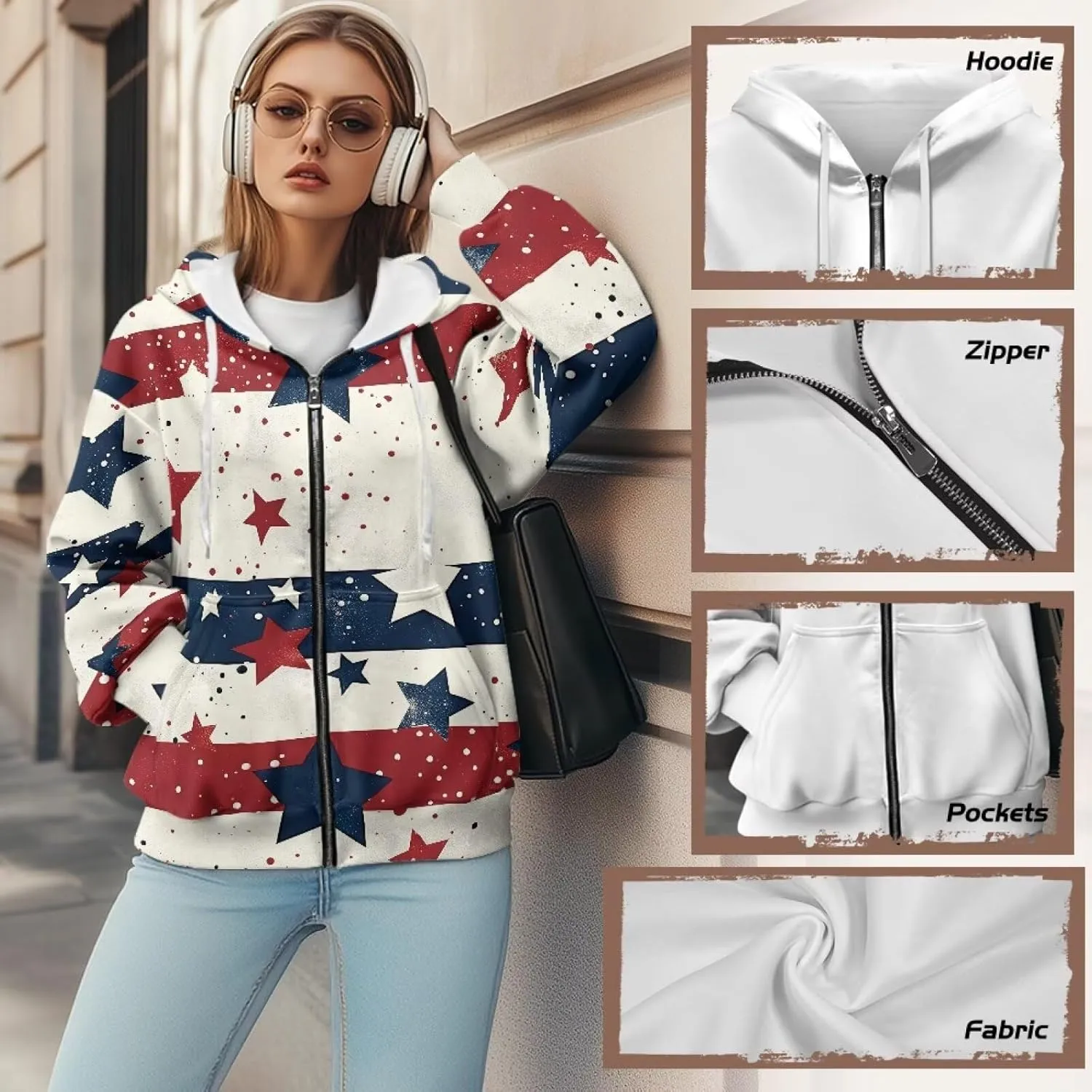 Women's Full Zip Up Hoodie with Pockets Oversized Sweatshirts Long Sleeve Fashion Clothes Jacket