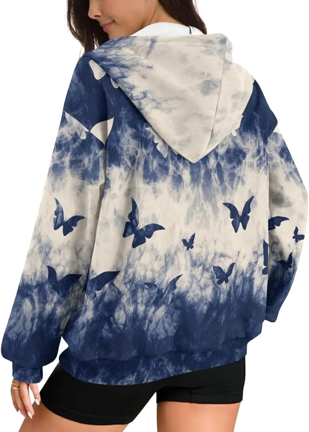 Women's Hoodie Full Zip Up Sweatshirts Long Sleeve Fashion Clothes Oversized Jacket with Pockets