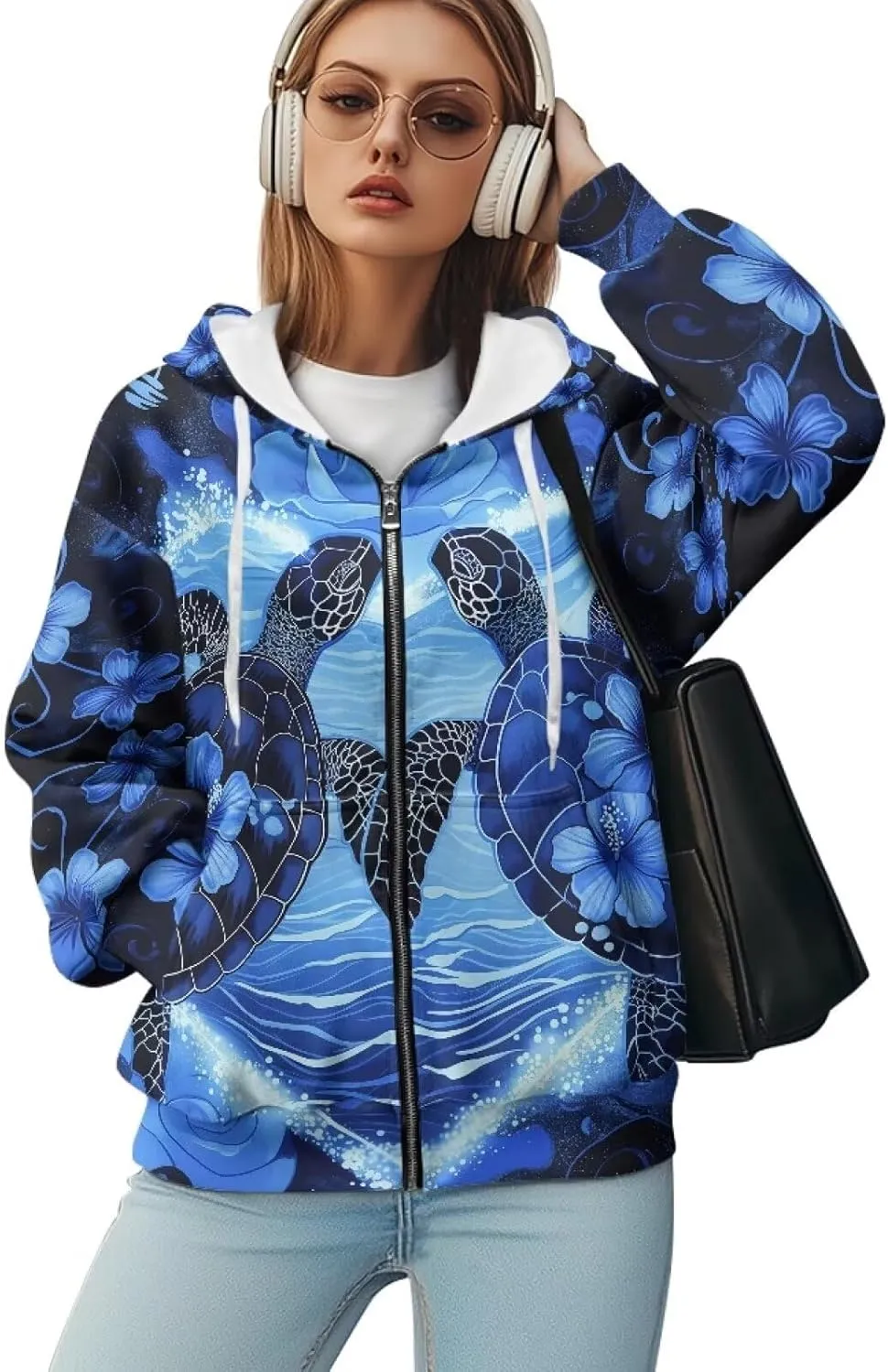 Women's Hoodie Full Zip Up Sweatshirts Long Sleeve Fashion Clothes Oversized Jacket with Pockets