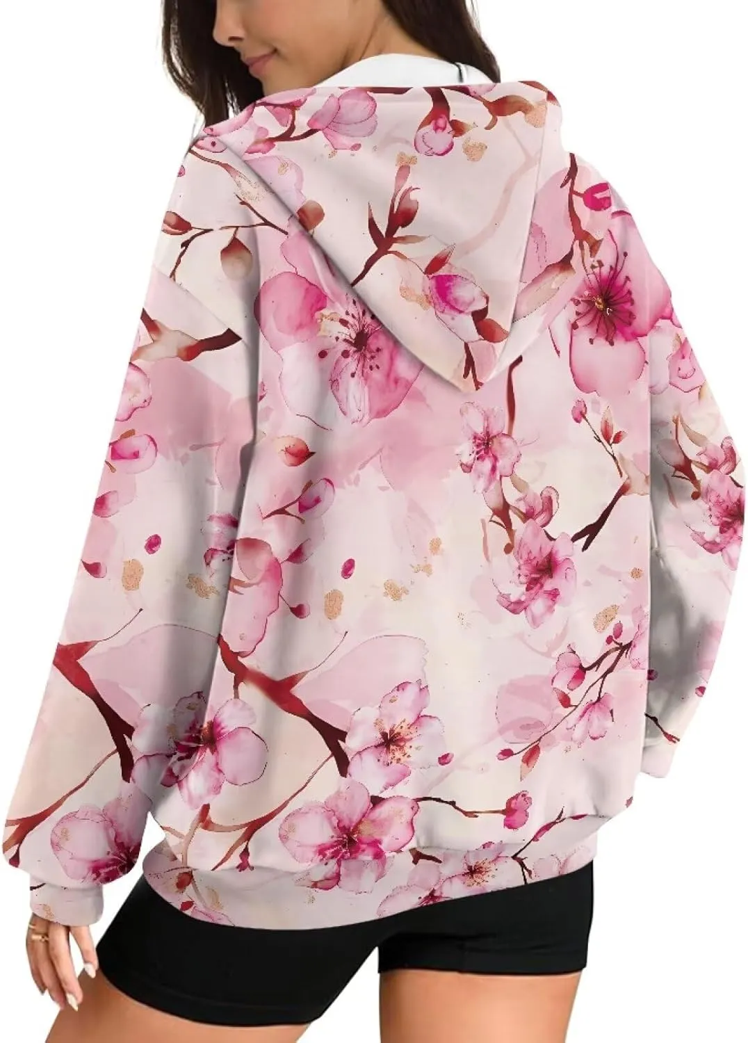 Women's Hoodie Full Zip Up Sweatshirts Long Sleeve Fashion Clothes Oversized Jacket with Pockets