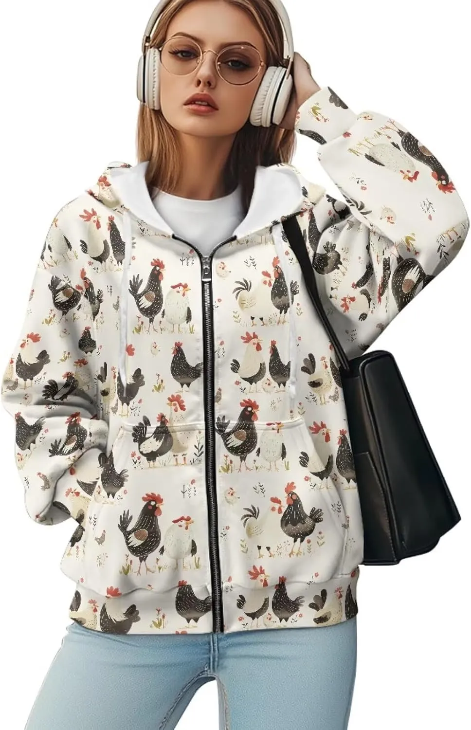 Women's Hoodie Full Zip Up Sweatshirts Long Sleeve Fashion Clothes Oversized Jacket with Pockets