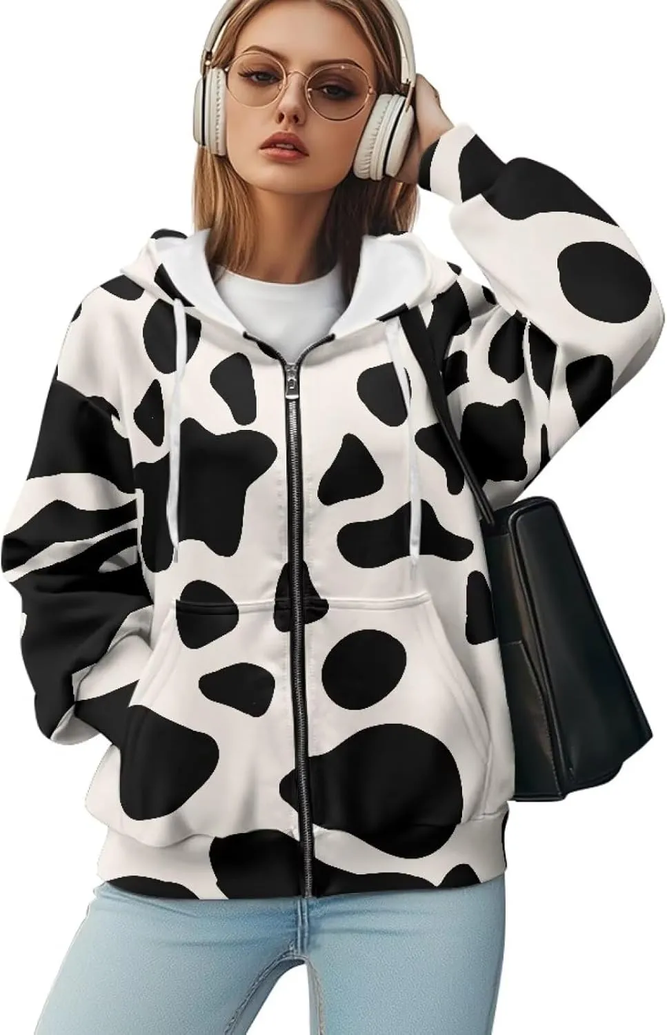 Women's Hoodie Full Zip Up Sweatshirts Long Sleeve Fashion Clothes Oversized Jacket with Pockets