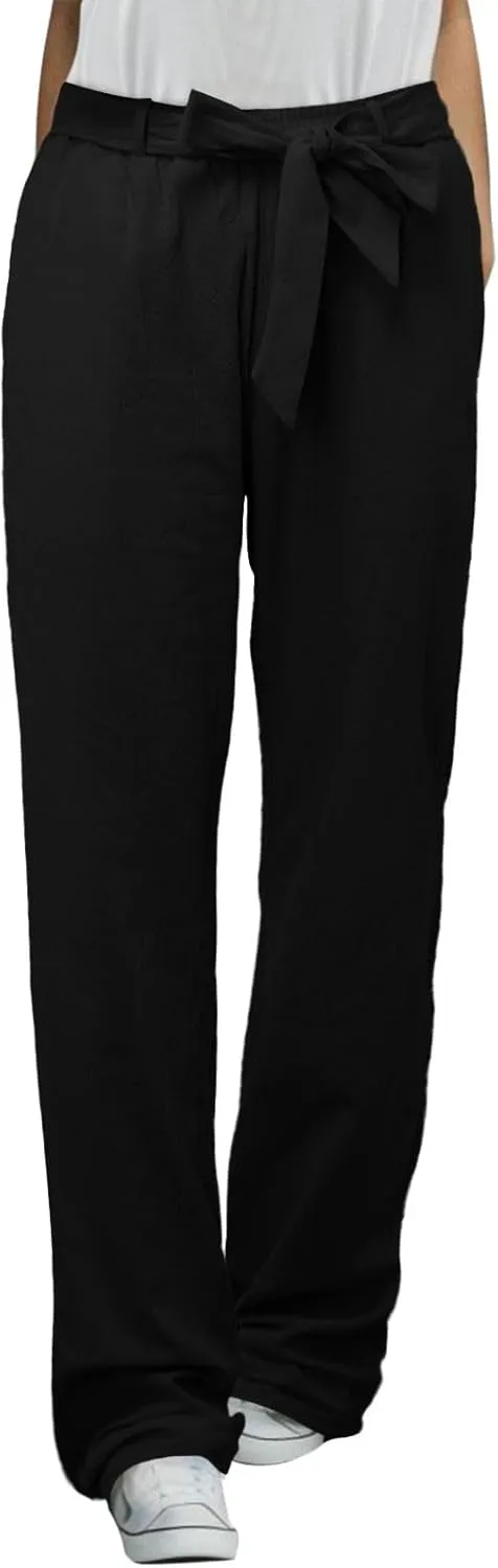 Women's Linen Blend Summer Solid Palazzo Pants High Waist Straight Plus Size Palazzo Lounge Pants Vacation