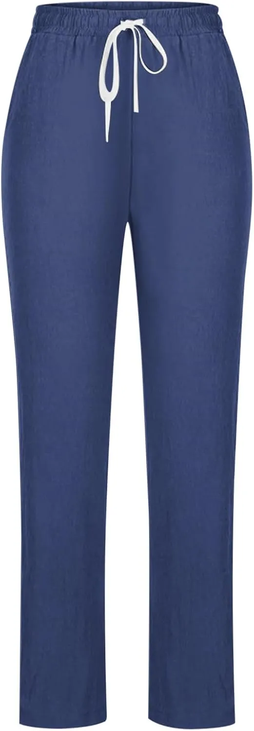 Women's Linen Pants, Cotton Linen Straight Leg Lightweight Pants, Summer Pants Plus Size Loose Fit Trousers