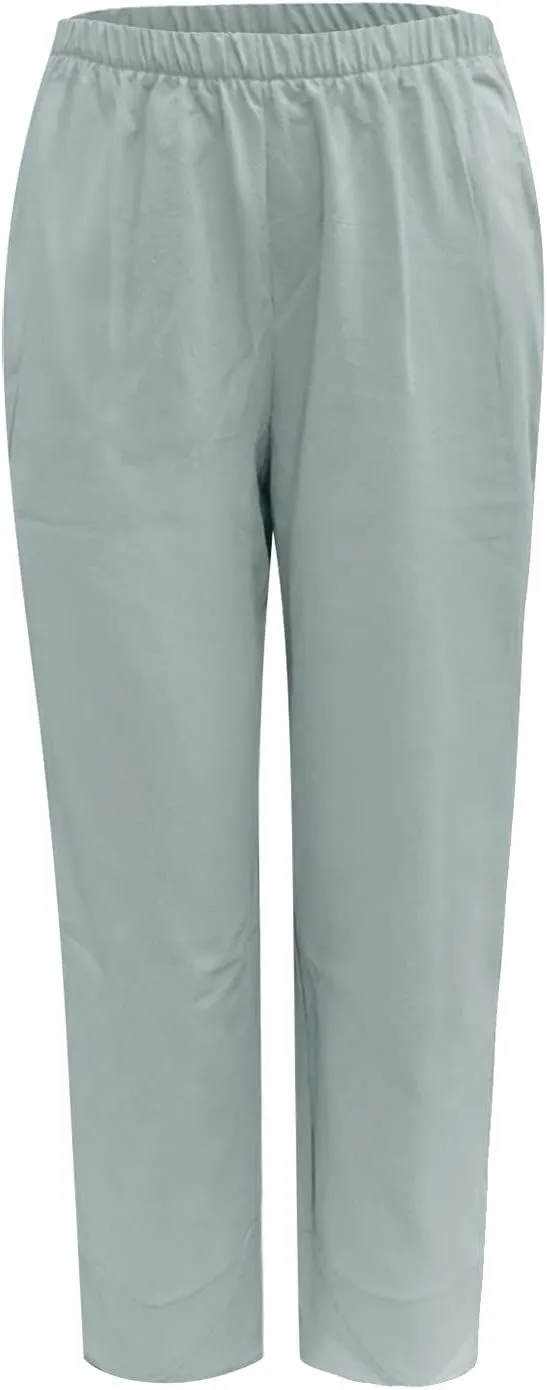 Womens Linen Pants Loose Summer Casual Beach Solid Color Plus Size High Waisted Linen Pants 2025 Work Trousers with Pockets