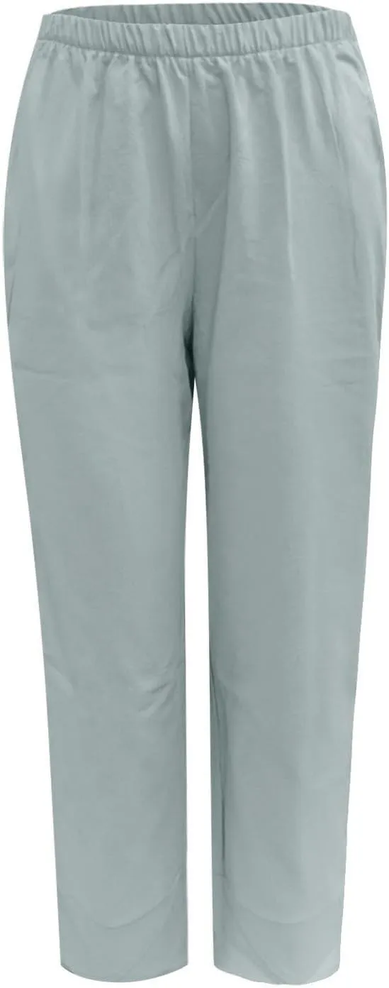 Womens Linen Pants Loose Summer Casual Beach Solid Color Plus Size High Waisted Linen Pants 2025 Work Trousers with Pockets