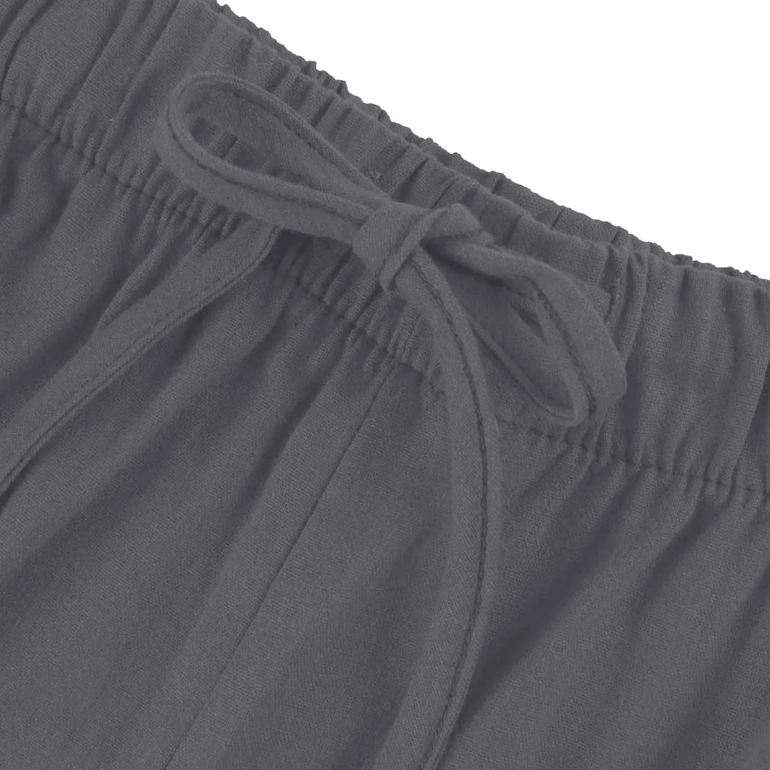 Women's Linen Summer Palazzo Pants Flowy Wide Leg Beach Trousers with Pockets