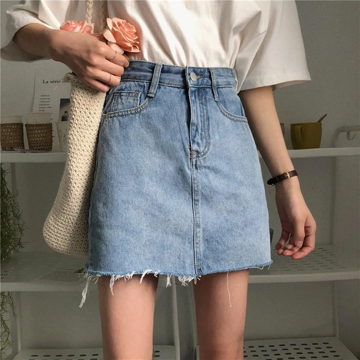 Womens Mid-High Waisted Ripped Denim Jean Shorts Cutoff Stretchy 2025 Summer Casual Beach Wide Leg Hot Short Pants