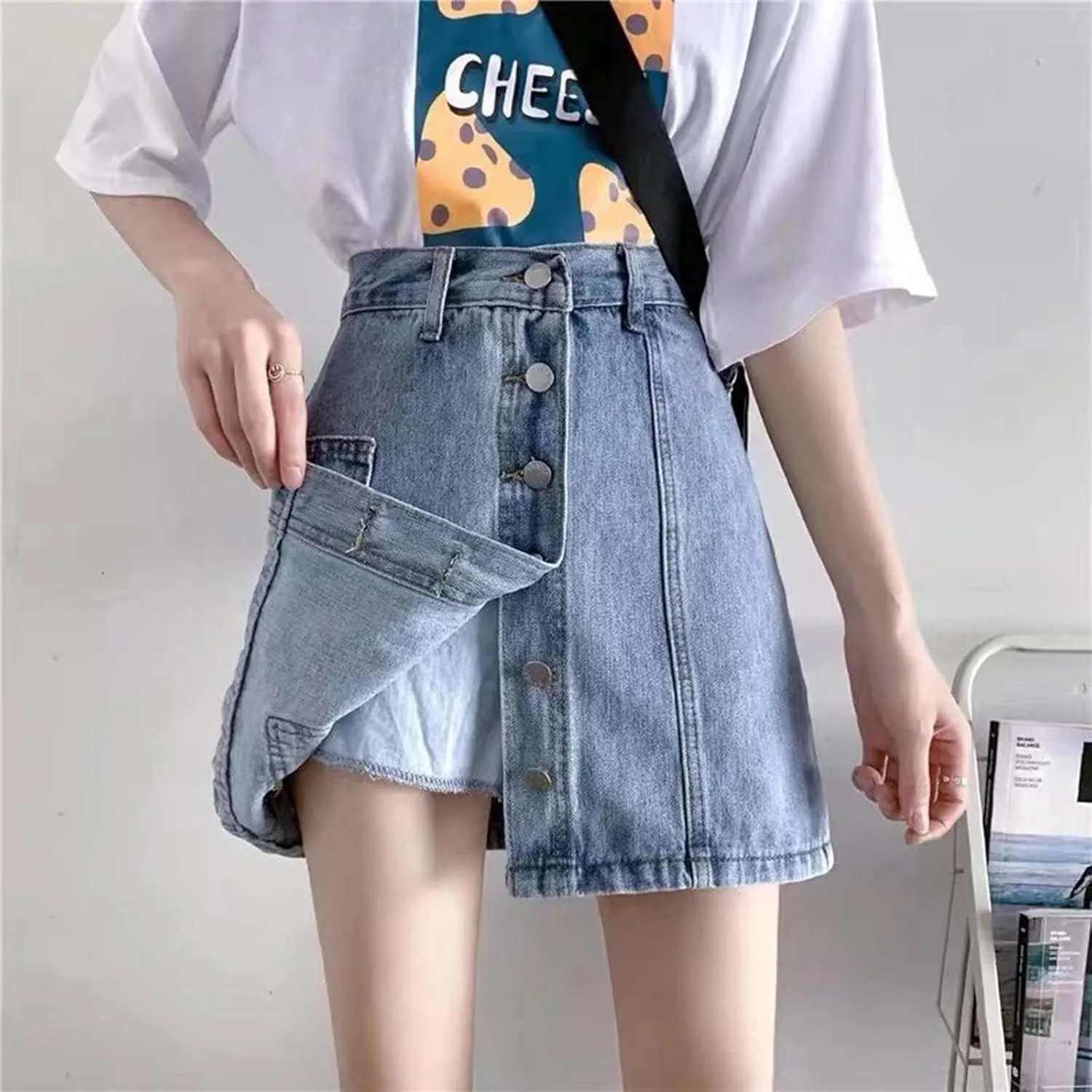 Womens Mid-High Waisted Ripped Denim Jean Shorts Cutoff Stretchy 2025 Summer Casual Beach Wide Leg Hot Short Pants