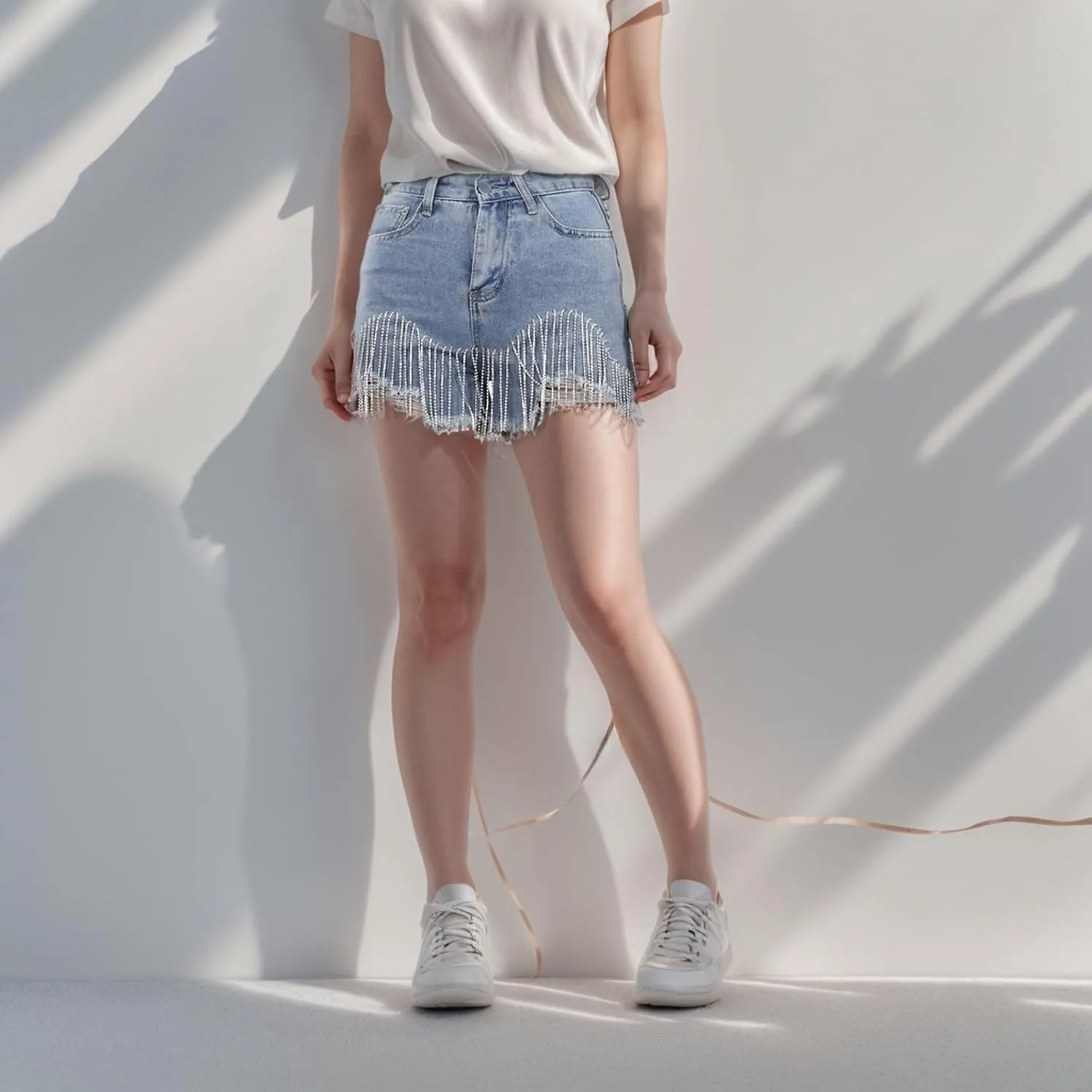 Womens Mid-High Waisted Ripped Denim Jean Shorts Cutoff Stretchy 2025 Summer Casual Beach Wide Leg Hot Short Pants