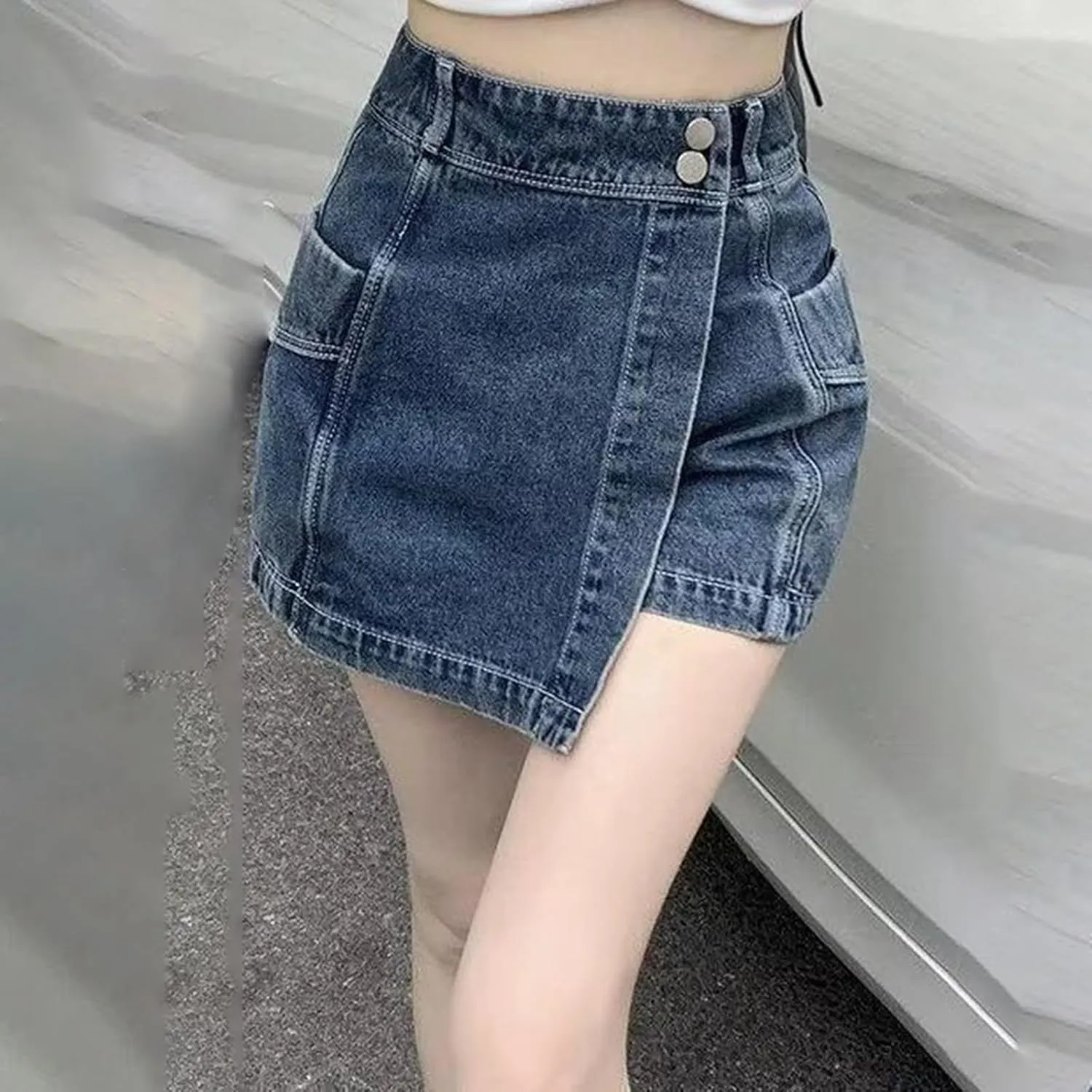 Womens Mid-High Waisted Ripped Denim Jean Shorts Cutoff Stretchy 2025 Summer Casual Beach Wide Leg Hot Short Pants