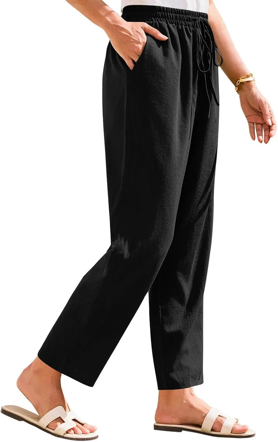 Womens Pants, Straight Leg Casual Pants Linen Everyday Peasant Solid Color Wide