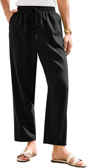 Womens Pants, Straight Leg Casual Pants Linen Everyday Peasant Solid Color Wide
