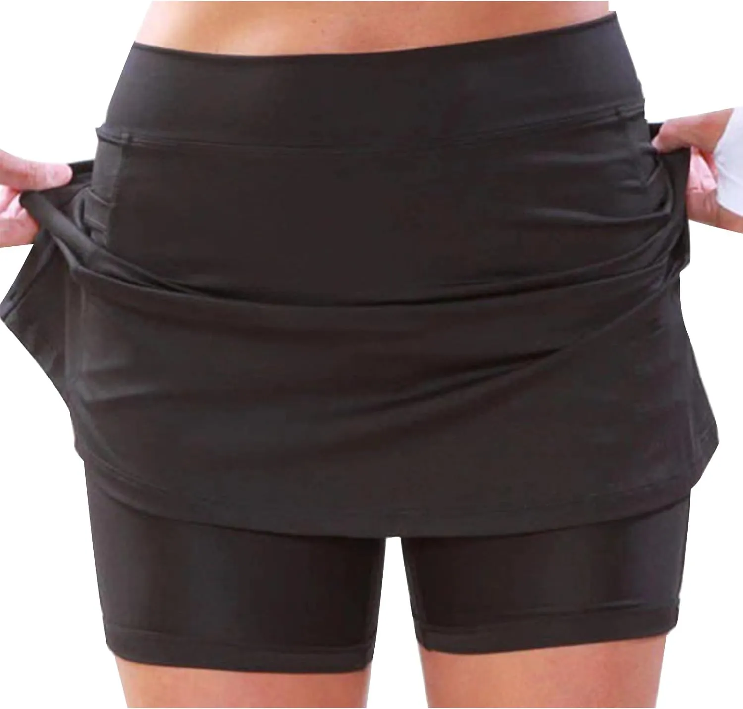 Women's Plus Size Tennis Skirts with Pockets Built-in Shorts High Waisted Golf Skirts for Casual Running Gym Workout