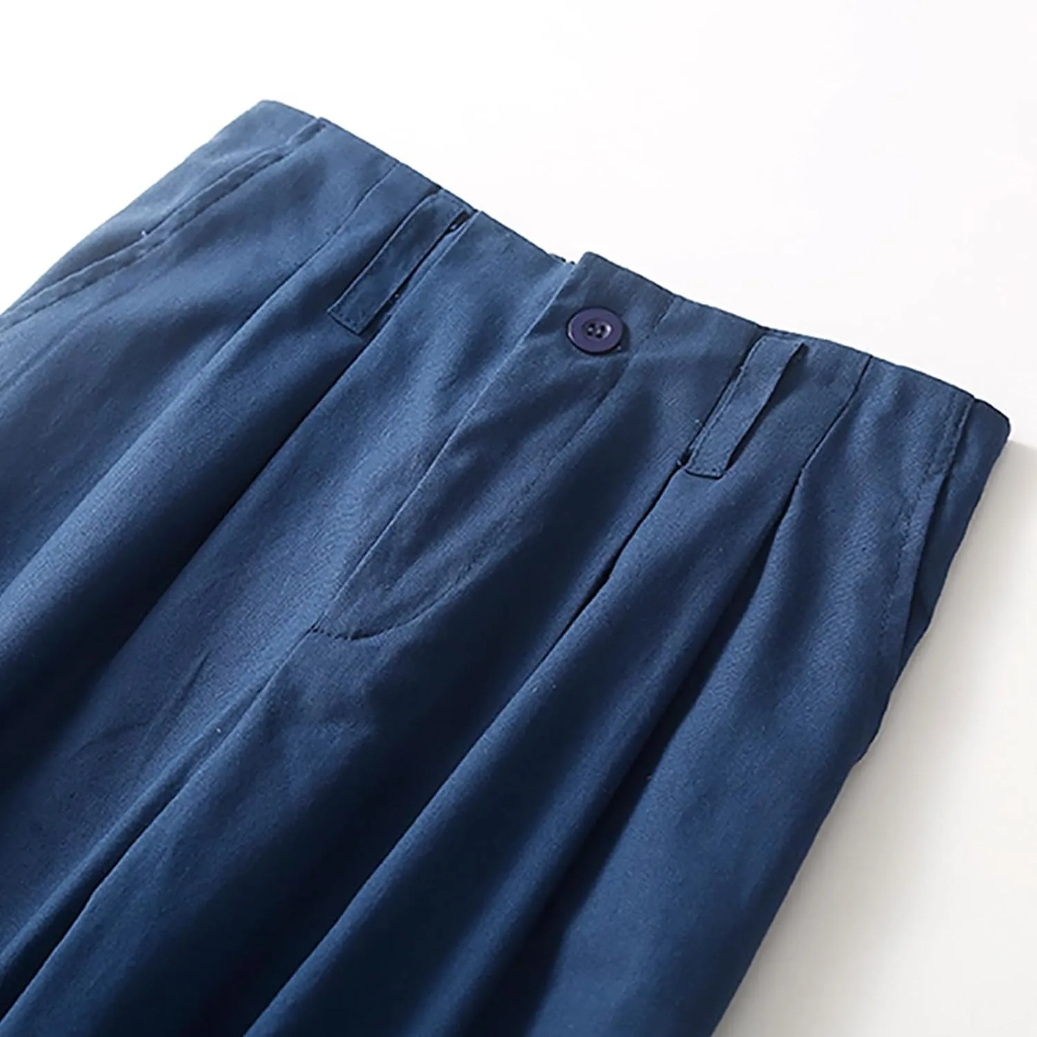 Womens Summer Pants Cotton Linen Loose Fit Trousers with Pockets 2025 Casual Elastic Waist Wide Leg Pants Trousers