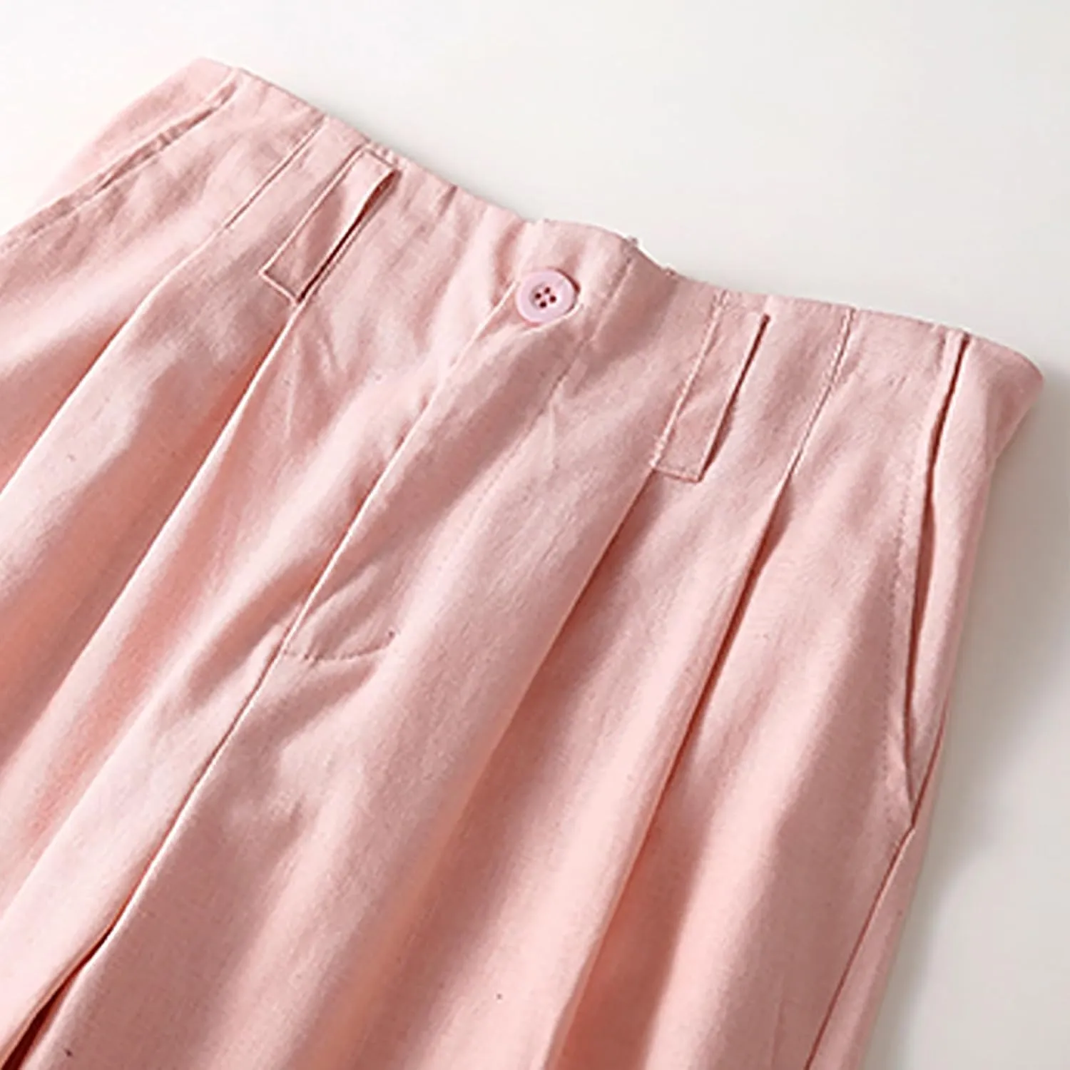 Womens Summer Pants Cotton Linen Loose Fit Trousers with Pockets 2025 Casual Elastic Waist Wide Leg Pants Trousers
