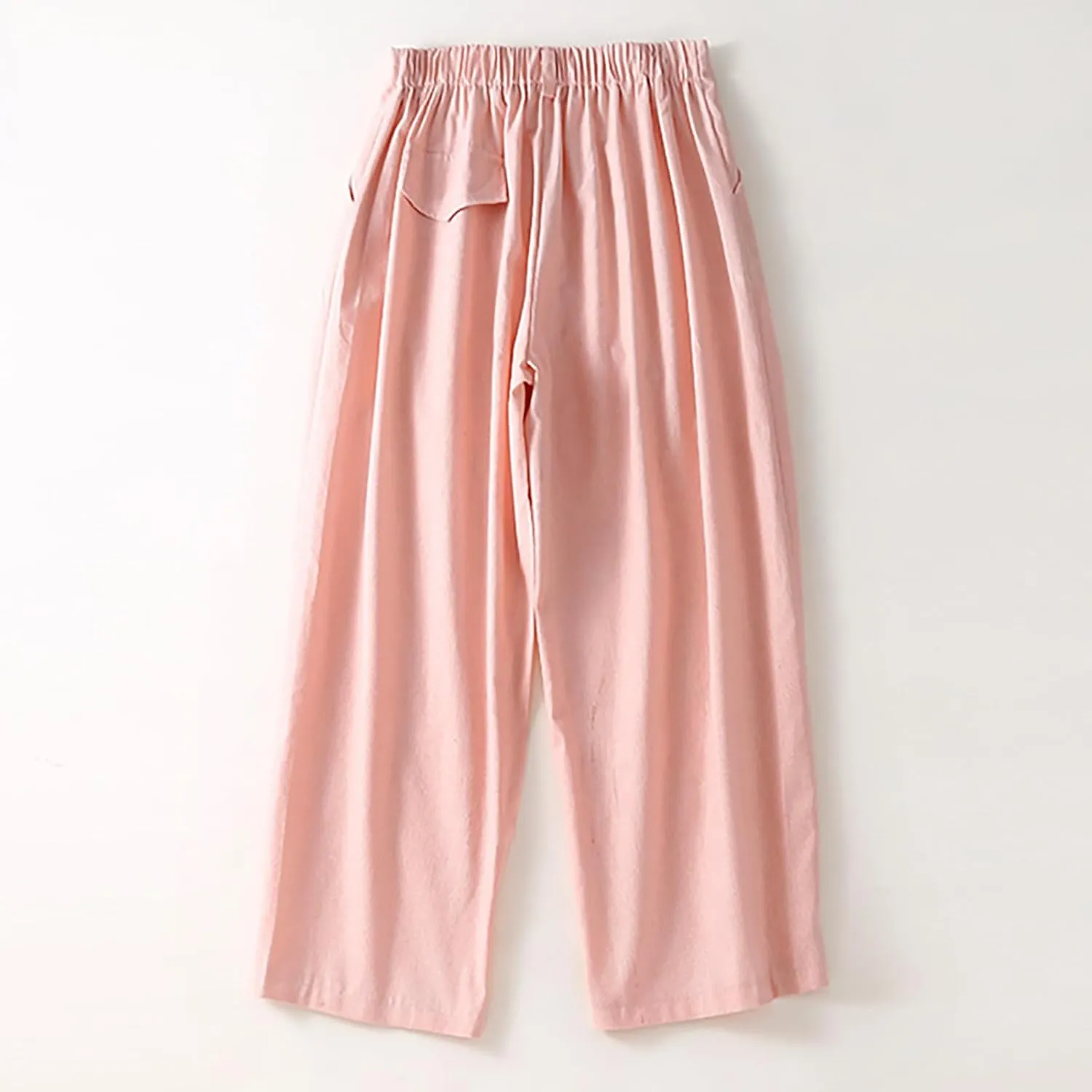 Womens Summer Pants Cotton Linen Loose Fit Trousers with Pockets 2025 Casual Elastic Waist Wide Leg Pants Trousers