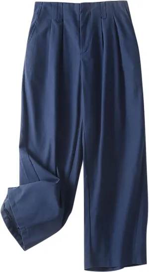 Womens Summer Pants Cotton Linen Loose Fit Trousers with Pockets 2025 Casual Elastic Waist Wide Leg Pants Trousers