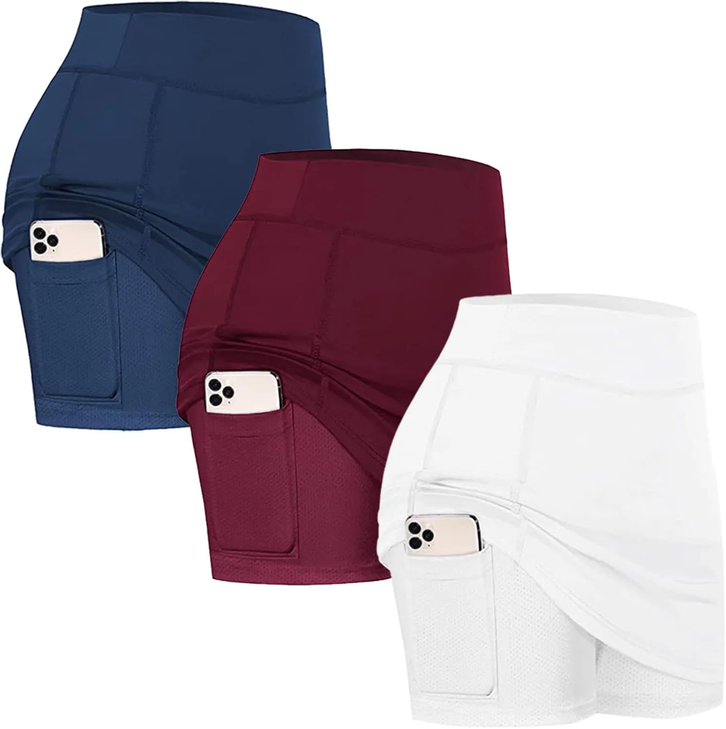 Women's Tennis Golf Skirts High Waisted with Pockets Inner Shorts for Athletic Skorts Running