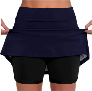Women's Tennis Skirt High Waist Pleated Skort Summer Sports Running Mini Skirt Workout Running Skirt with Inner Short