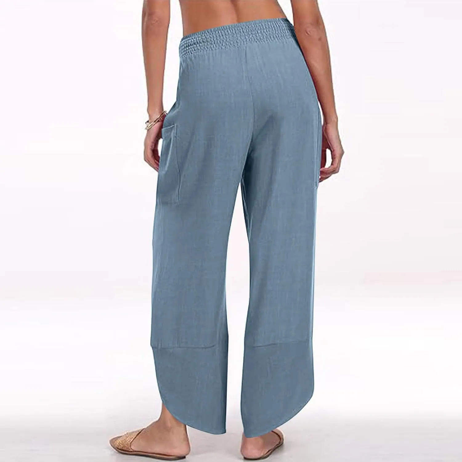 Women's Wide Leg Palazzo Capri Pants Summer Casual Loose High Waisted Lounge Capris Flowy Cropped Beach Work Trousers