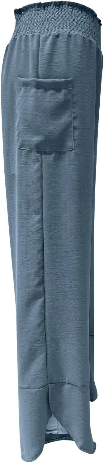 Women's Wide Leg Palazzo Capri Pants Summer Casual Loose High Waisted Lounge Capris Flowy Cropped Beach Work Trousers