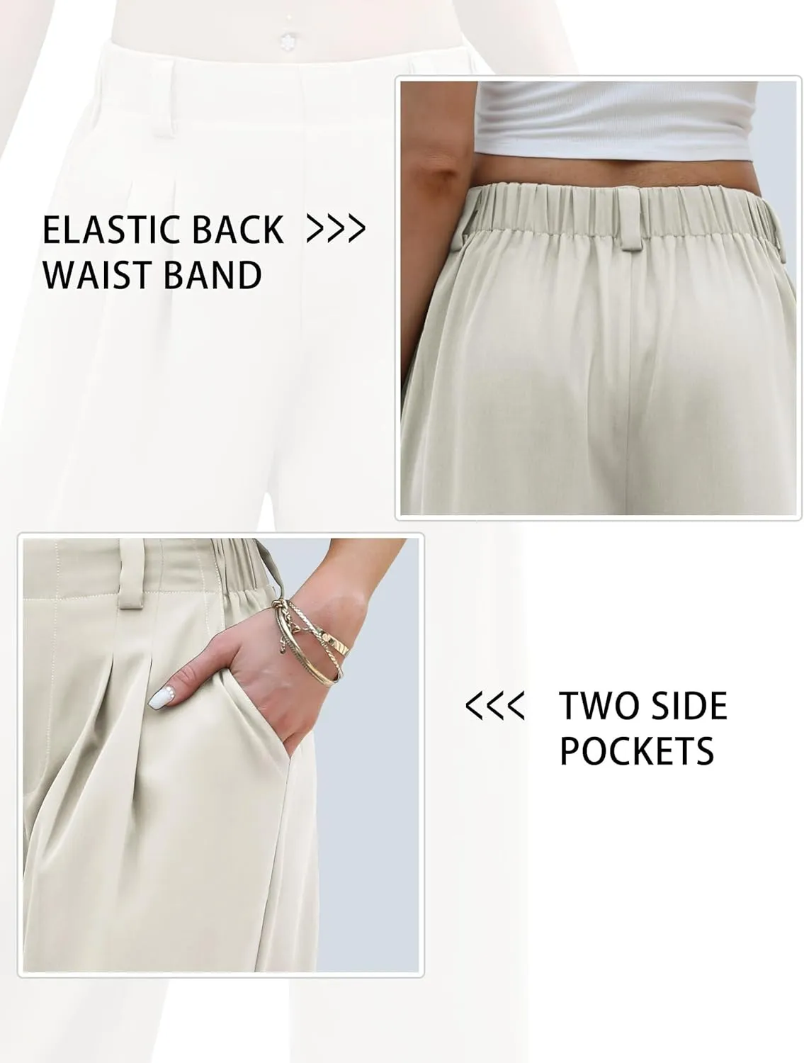 Womens Wide Leg Pants High Waisted Dress Pants Straight Leg Work Office Trousers with Pockets Business Casual Outfits