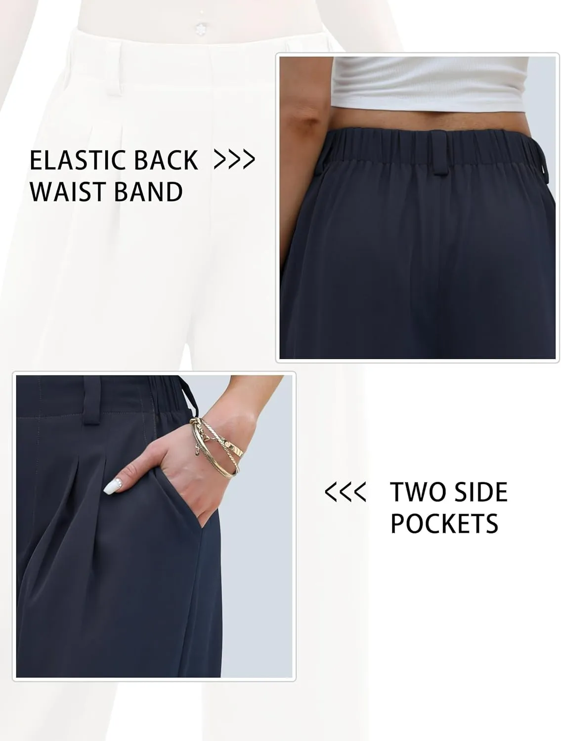 Womens Wide Leg Pants High Waisted Dress Pants Straight Leg Work Office Trousers with Pockets Business Casual Outfits