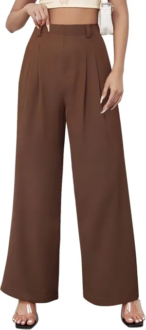 Womens Wide Leg Pants High Waisted Dress Pants Straight Leg Work Office Trousers with Pockets Business Casual Outfits