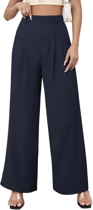 Womens Wide Leg Pants High Waisted Dress Pants Straight Leg Work Office Trousers with Pockets Business Casual Outfits