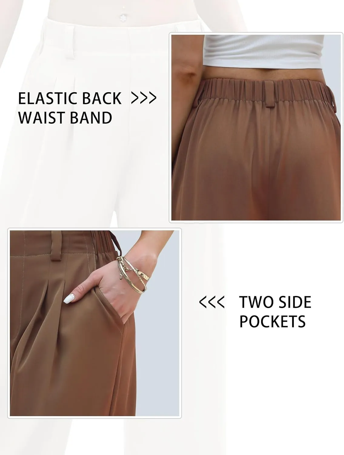 Womens Wide Leg Pants High Waisted Dress Pants Straight Leg Work Office Trousers with Pockets Business Casual Outfits