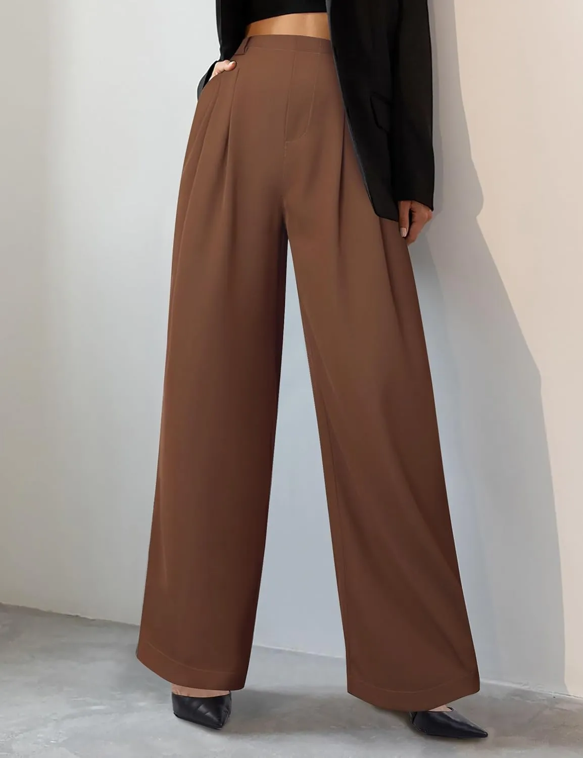 Womens Wide Leg Pants High Waisted Dress Pants Straight Leg Work Office Trousers with Pockets Business Casual Outfits