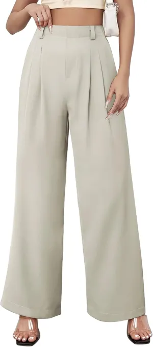 Womens Wide Leg Pants High Waisted Dress Pants Straight Leg Work Office Trousers with Pockets Business Casual Outfits