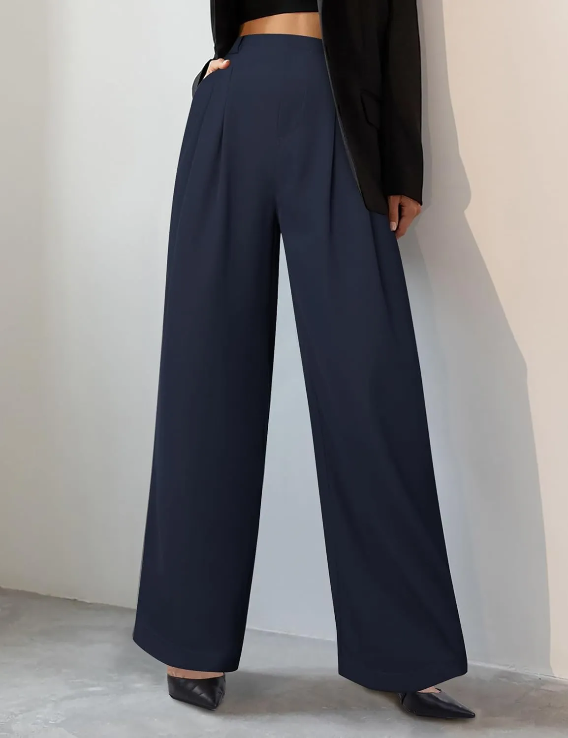 Womens Wide Leg Pants High Waisted Dress Pants Straight Leg Work Office Trousers with Pockets Business Casual Outfits