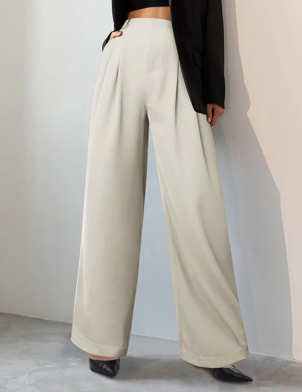 Womens Wide Leg Pants High Waisted Dress Pants Straight Leg Work Office Trousers with Pockets Business Casual Outfits