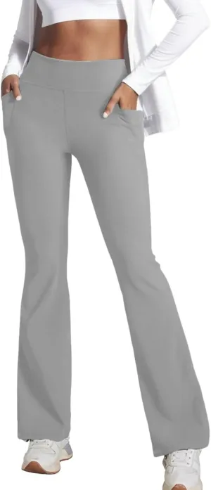 Womens Yoga Pants Pockets High Waist Workout Pants Casual Trousers Knee Length Yoga Pants