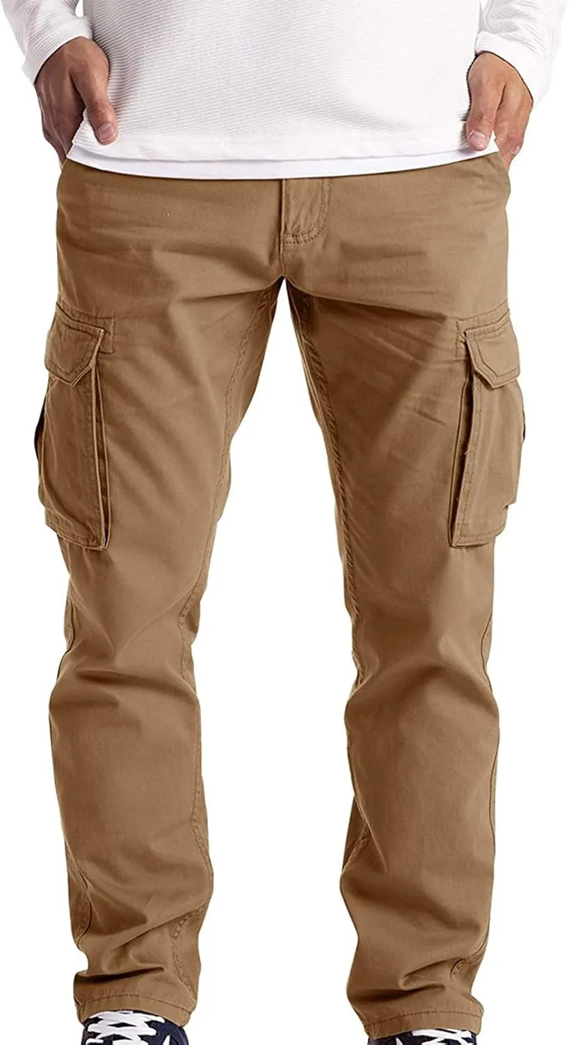 WUAI Men's Casual Military Combat Work Cargo Pants Slim Fit Lightweight Outdoors Jogger Chino Hiking Mountain Sweatpant
