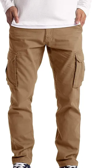 WUAI Men's Casual Military Combat Work Cargo Pants Slim Fit Lightweight Outdoors Jogger Chino Hiking Mountain Sweatpant