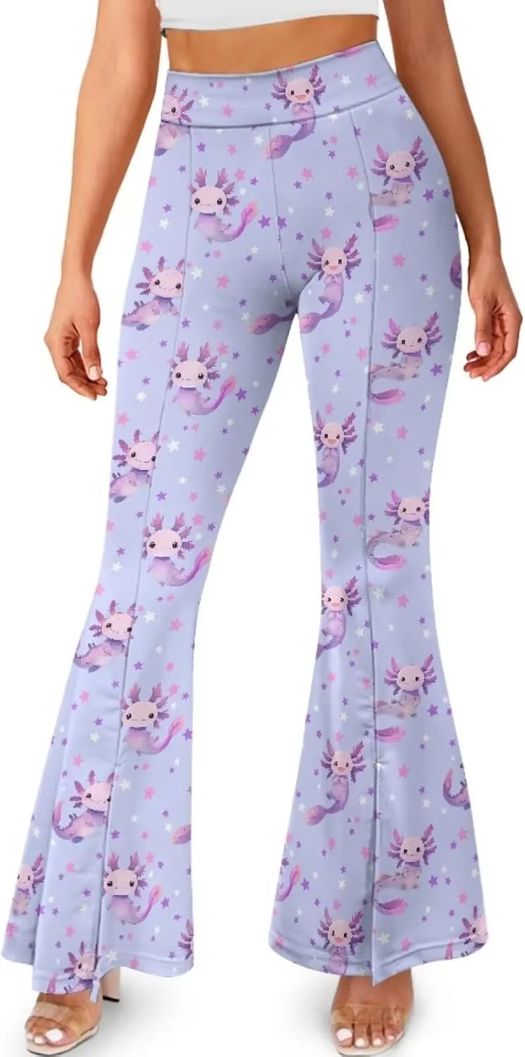 Yoga Pants Womens Flared Leggings Slit Hem High Waist Bootcut Pants Workout Bootleg Pants Plus Size Workout Trousers