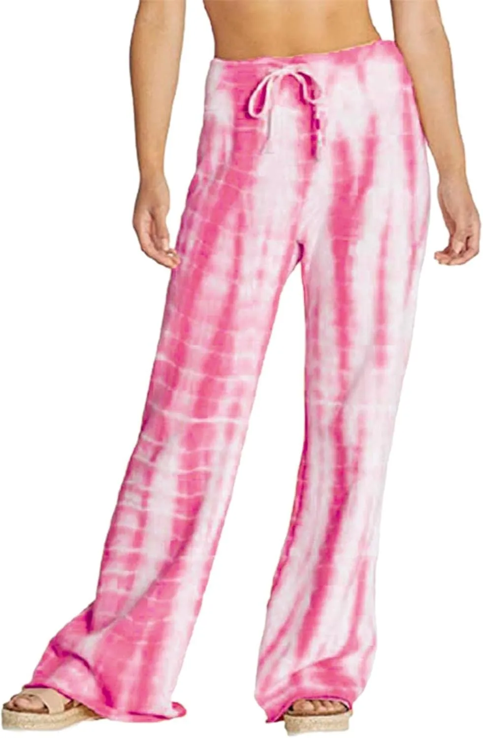 YOLAI Women's Casual Tie-dye Printed Pants High Waist Drawstring Straight Leg Pant Lightweight Trousers with Pockets