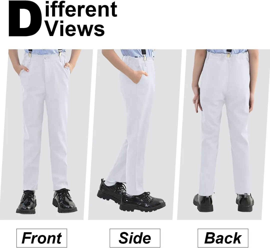 YuanLu Boys Dress Pants for Wedding Toddler Kids School Uniforms Pants with Adjustable Waist Blue Size 2T