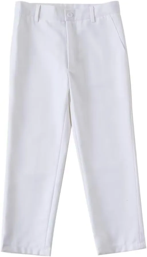 YuanLu Boys Dress Pants for Wedding Toddler Kids School Uniforms Pants with Adjustable Waist Blue Size 2T