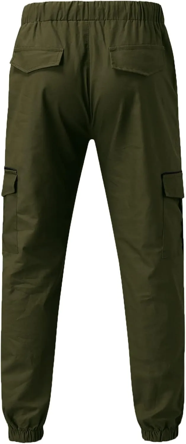 ZYXTIM Men's Casual Cargo Jogger Pants with Multi-Pockets Elastic Waist Slim Fit Pencil Tapered Trousers Athletic Sweatpants
