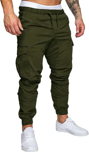 ZYXTIM Men's Casual Cargo Jogger Pants with Multi-Pockets Elastic Waist Slim Fit Pencil Tapered Trousers Athletic Sweatpants