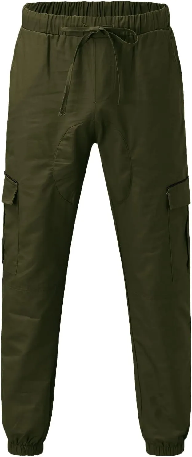 ZYXTIM Men's Casual Cargo Jogger Pants with Multi-Pockets Elastic Waist Slim Fit Pencil Tapered Trousers Athletic Sweatpants